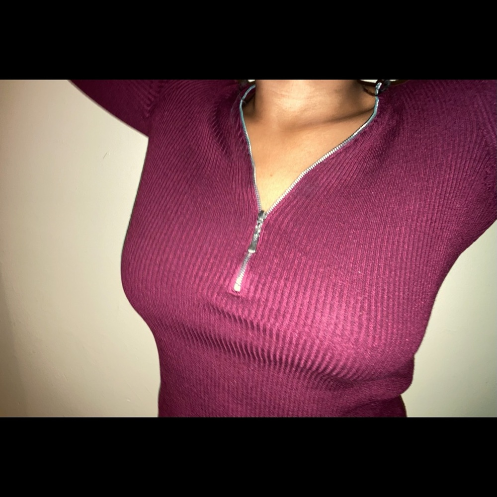 Long sleeve fitted zip neck top